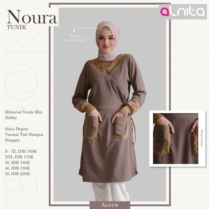 ALNITA TUNIK NOURA BAHAN VERDE MIX DOBBY TUNIK WANITA SIMPLE