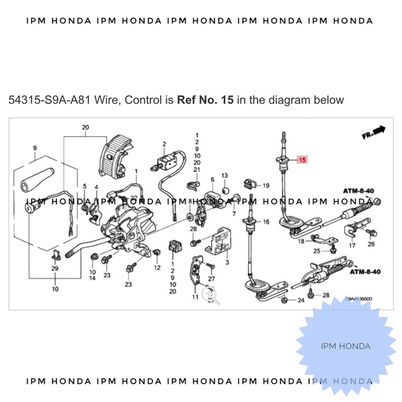 54315 S9A 981 Kabel Cable Vosneling Transmisi Matic Wire Control Lever Honda CRV GEN 2 RD4 2002 2003 2004 2005 2006 2.0 2000cc