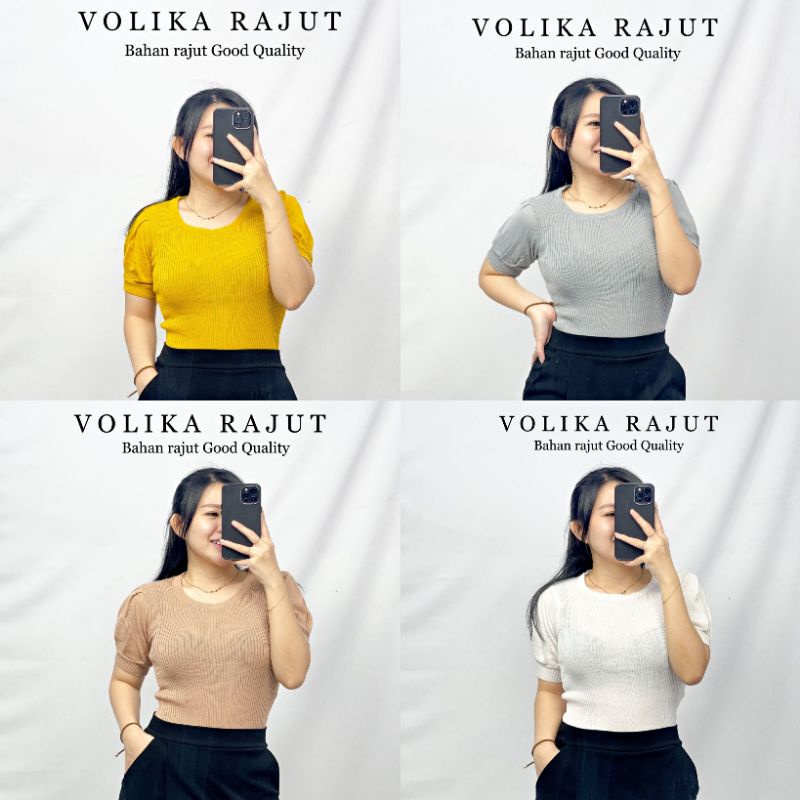 MDLV ~ Volika Rajut Atasan Blouse rajut Lengan Pendek Fashion Wanita