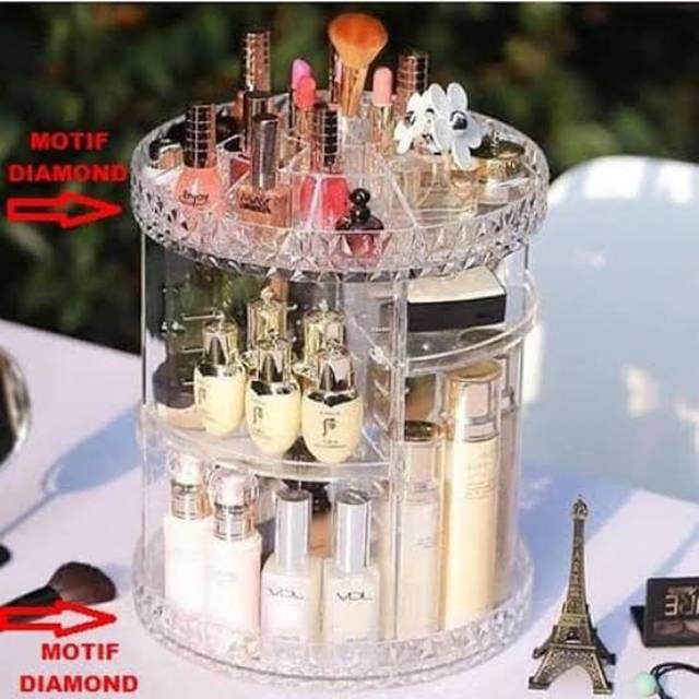 Rotation cosmetic organizer rak make up putar