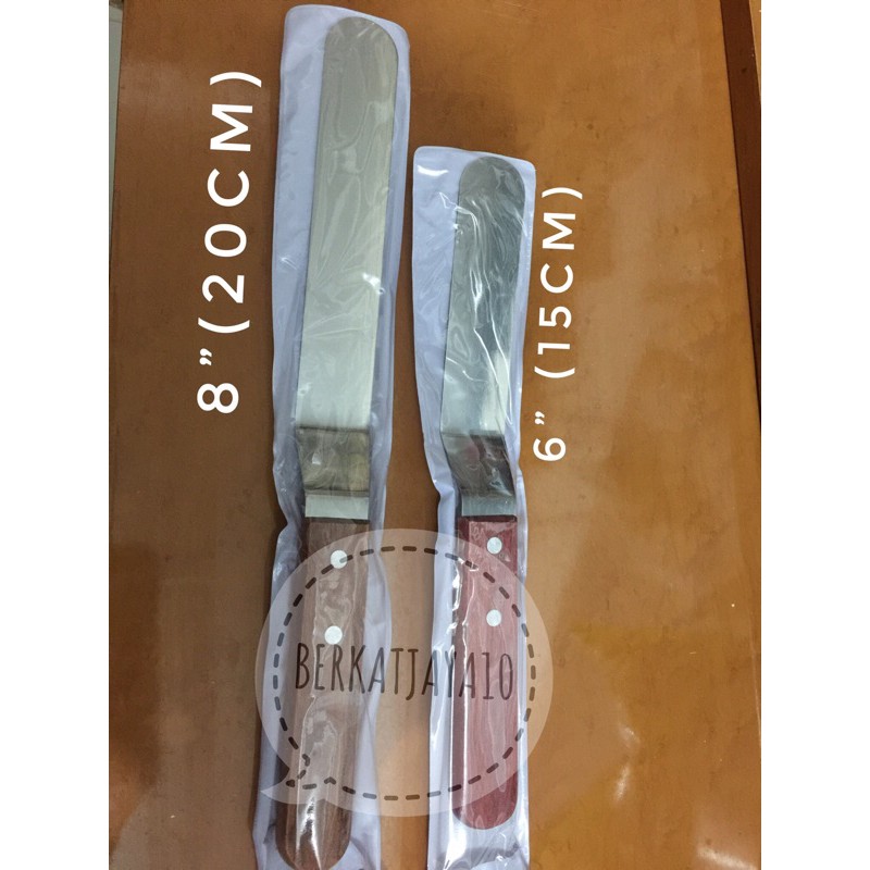 Spatula Bengkok Sutil Stainless Gagang Kayu Penghalus Butter Cream