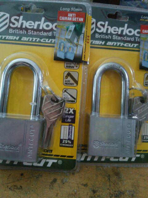 Sherlock Elliot Domestic Gembok Perisai Baja ( 53 Mm Panjang ) Silver