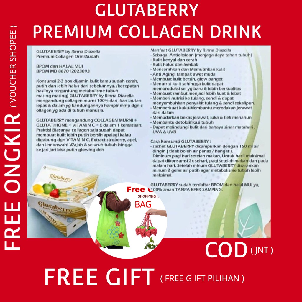 (H4G) GLUTABERRY COLLAGEN DRINK MINUMAN COLAGEN GLUTABERRY