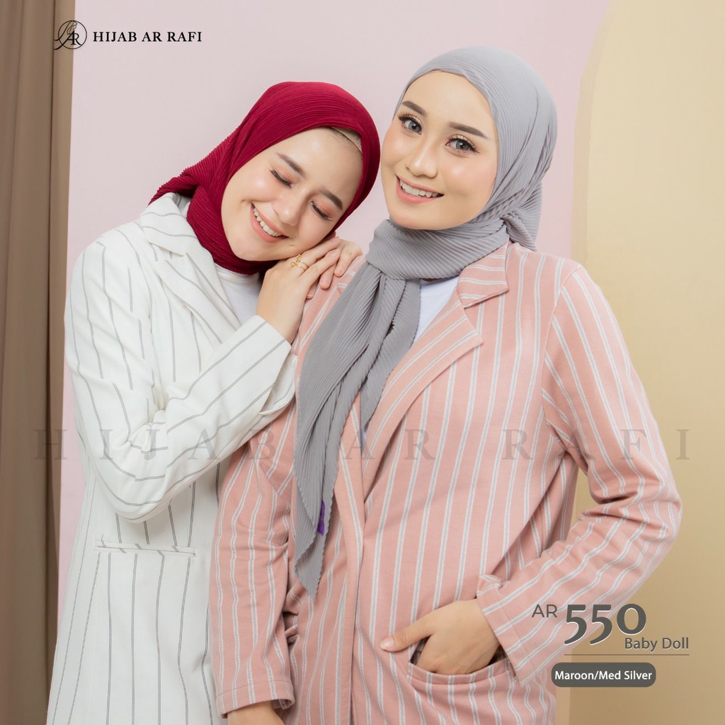 Arrafi Jilbab Original Terbaru AR 550 Hijab Segiempat Bahan Babydoll Model Hijab Plisket