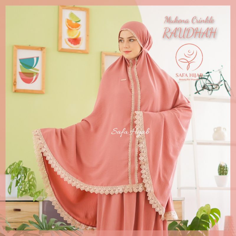 "Terbaru" Mukena Crinkle RAUDHAH Full Renda Prada Ori by Safa Hijab