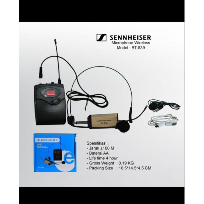 MIC WIRELESS SENNHEISER BT839 BT 839 ( CLIP ON+HEADSET )