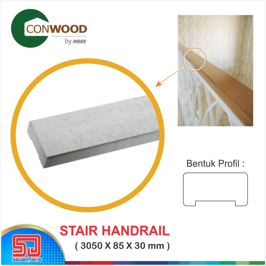 Conwood Decorative Stair Handrail Pegangan Tangga Fiber Cement Seperti Kayu