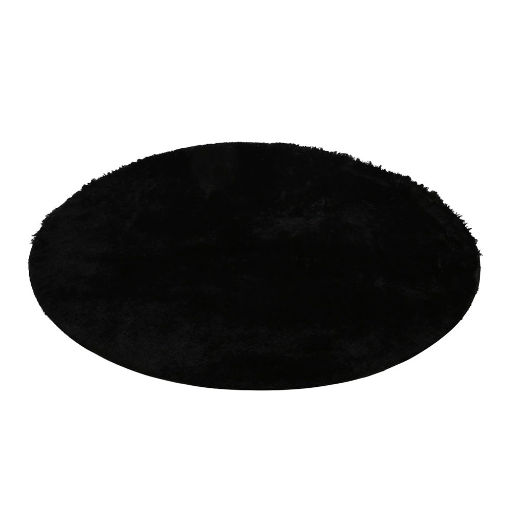 Karpet Bulu Model Bulat Plush Shaggy Soft Round 80CM - MP100 - Black