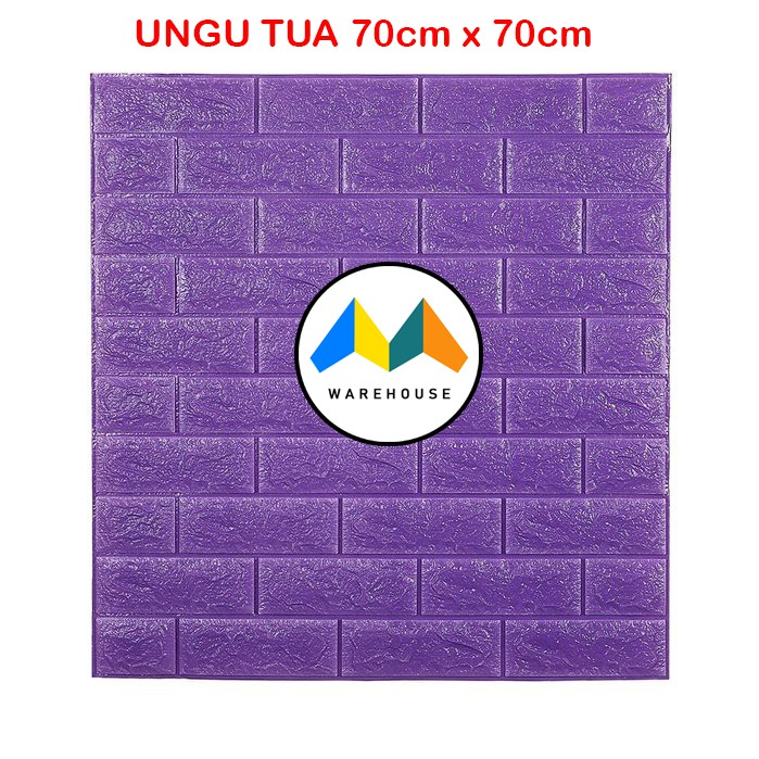 MW Wallpaper Foam Ungu Tua Bata 3D Bata Warna Ungu Tua Premium Wall Paper Sticker Tebal 3MM
