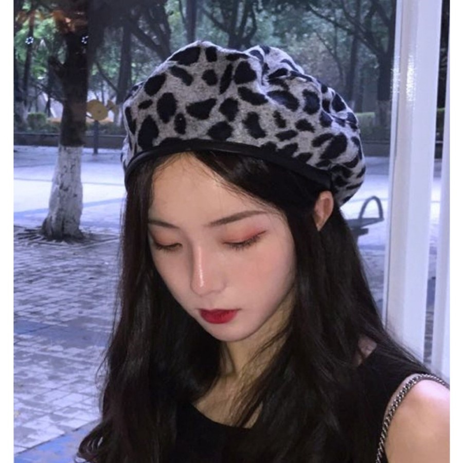 TBLE topi beret leopard macan tutul harimau baret hat retro