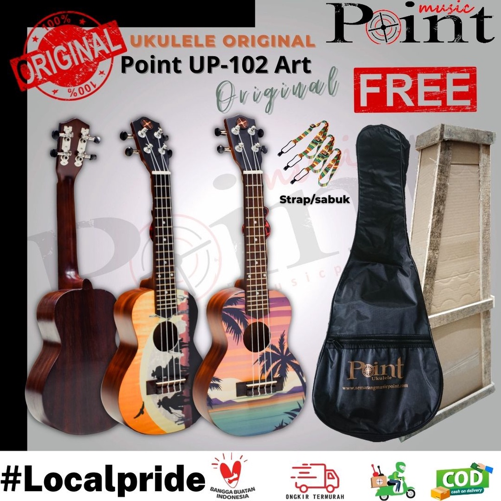 Alat Musik Gitar Ukulele Senar 4 Original Point Seri UP-102 Art