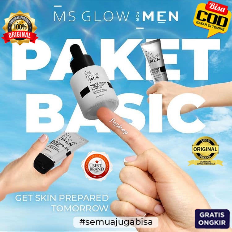 ms glow men original 100% skincare perawatan wajah pria paket lengkap msglow for men facial wash ser