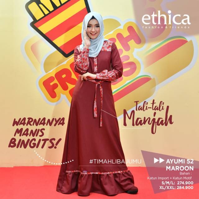 Ayumi 52 Maroon Gamis Ethica