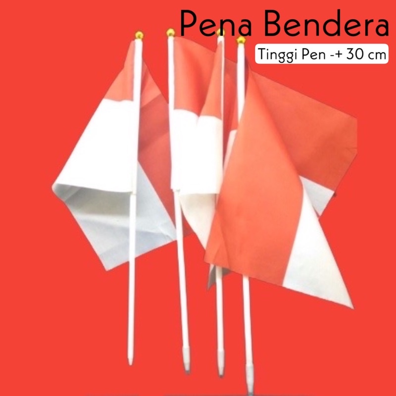 BENDERA PLASTIK MERAH PUTIH TINGGI 30 CM / PENA PERAYAAN DIRGAHAYU HUT RI