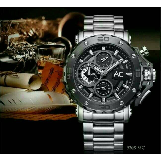 JAM TANGAN PRIA Alexandre Christie Ac 9205 / Ac 9205MC Silver Original & Bergaransi