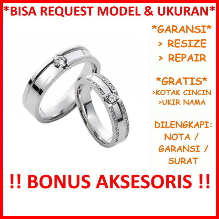 Gratis Ukir Nama Garansi Silver Asli Bisa Pesan Model Cincin Couple Perak Tunangan Mas Kawin Id567