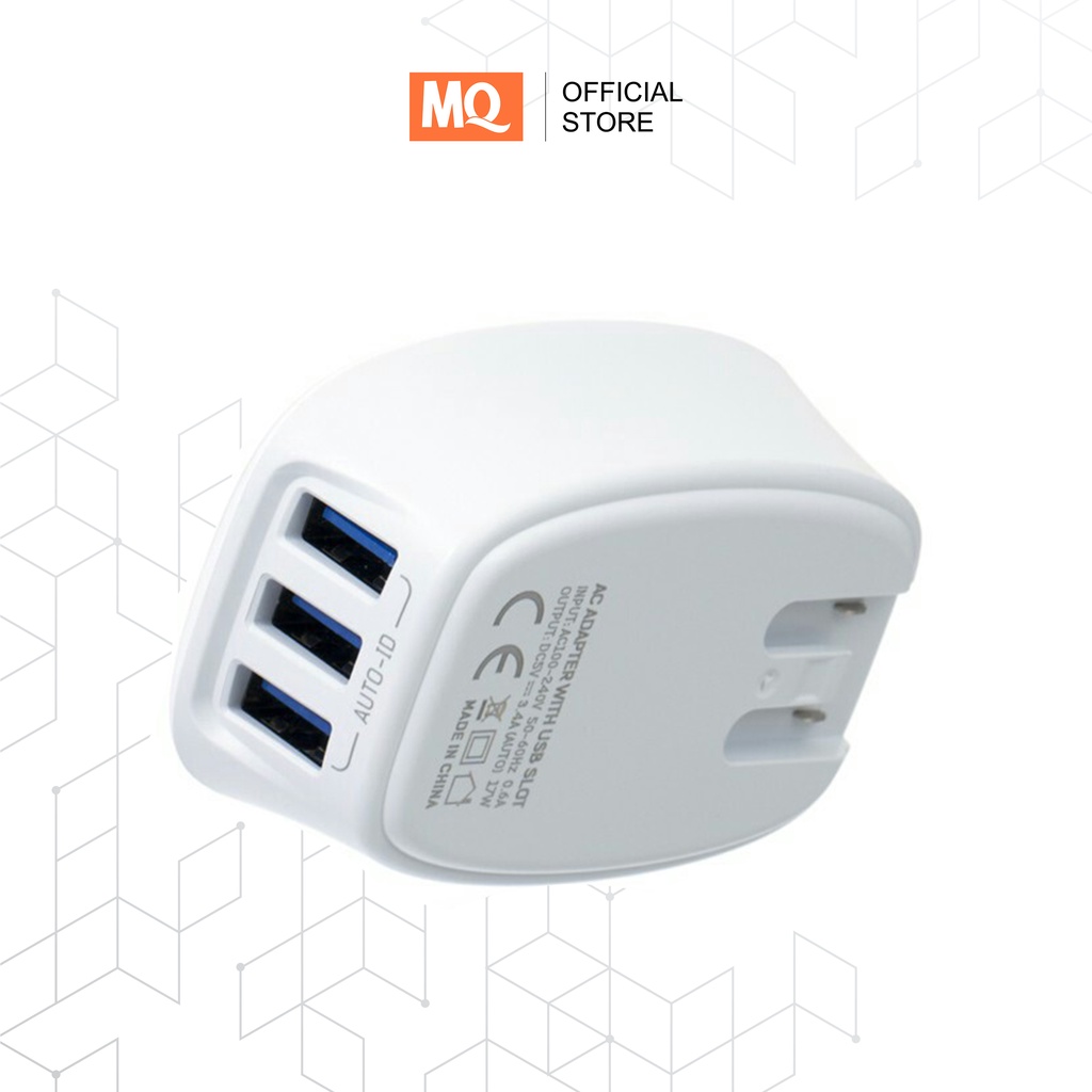 MQ Adaptor Charger Fast Charging With 3 Port USB 3.4A Brand EMY MY229