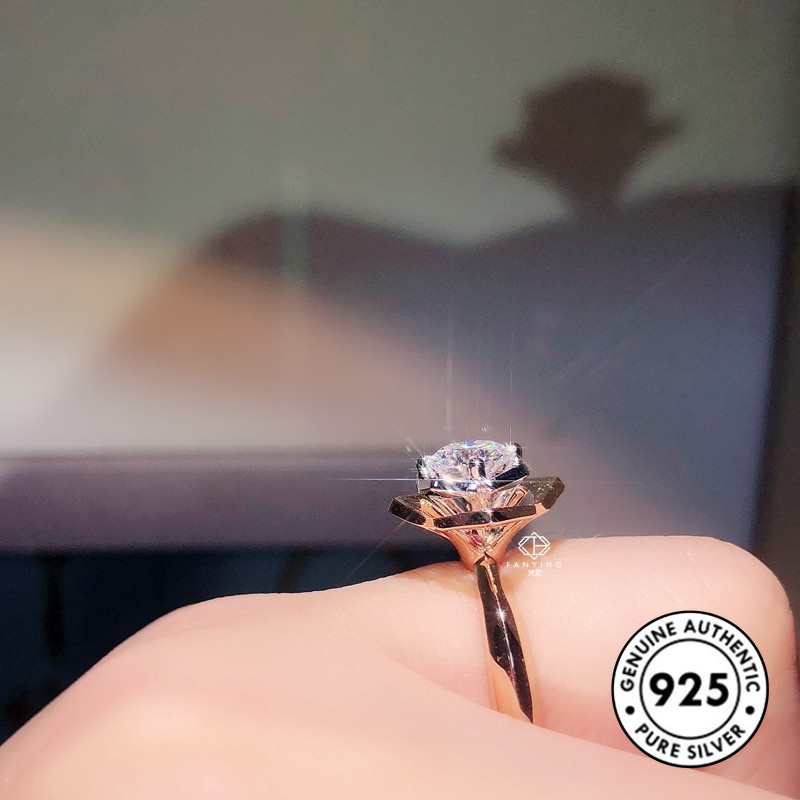 Cincin Model Terbuka Bahan Lapis Silver S925 Warna Rose Gold