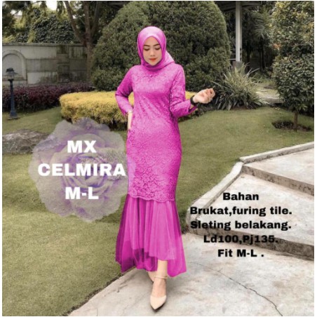 Baju Gamis Wanita Remaja Brukat Terbaru Pesta Kondangan 2022 Model Kekinian Trendy Modis Elegant Bah