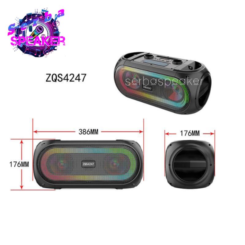 ZQS4247 Speaker Karaoke Bluetooth Super Bass ada Lampu LED Free 2 Microfon Wireless Duet Karaoke