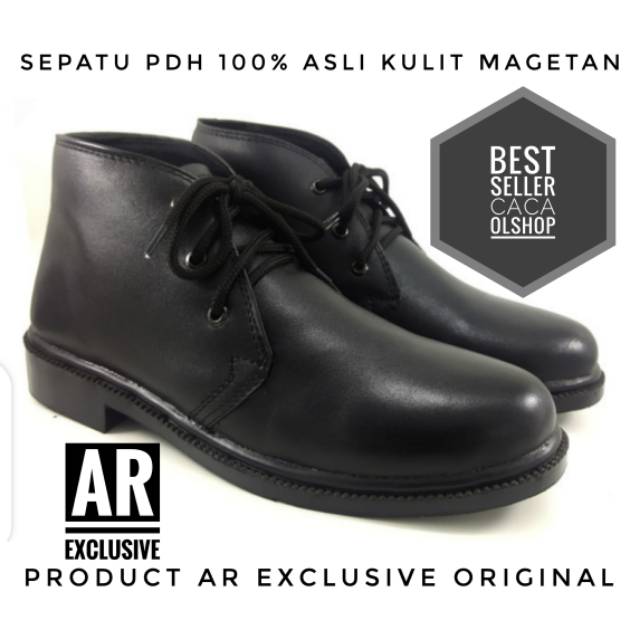AR Exclusive Sepatu PDH TNI POLRI  Satpam Security Paskibra Hitam Dove 100% Kulit Asli Original