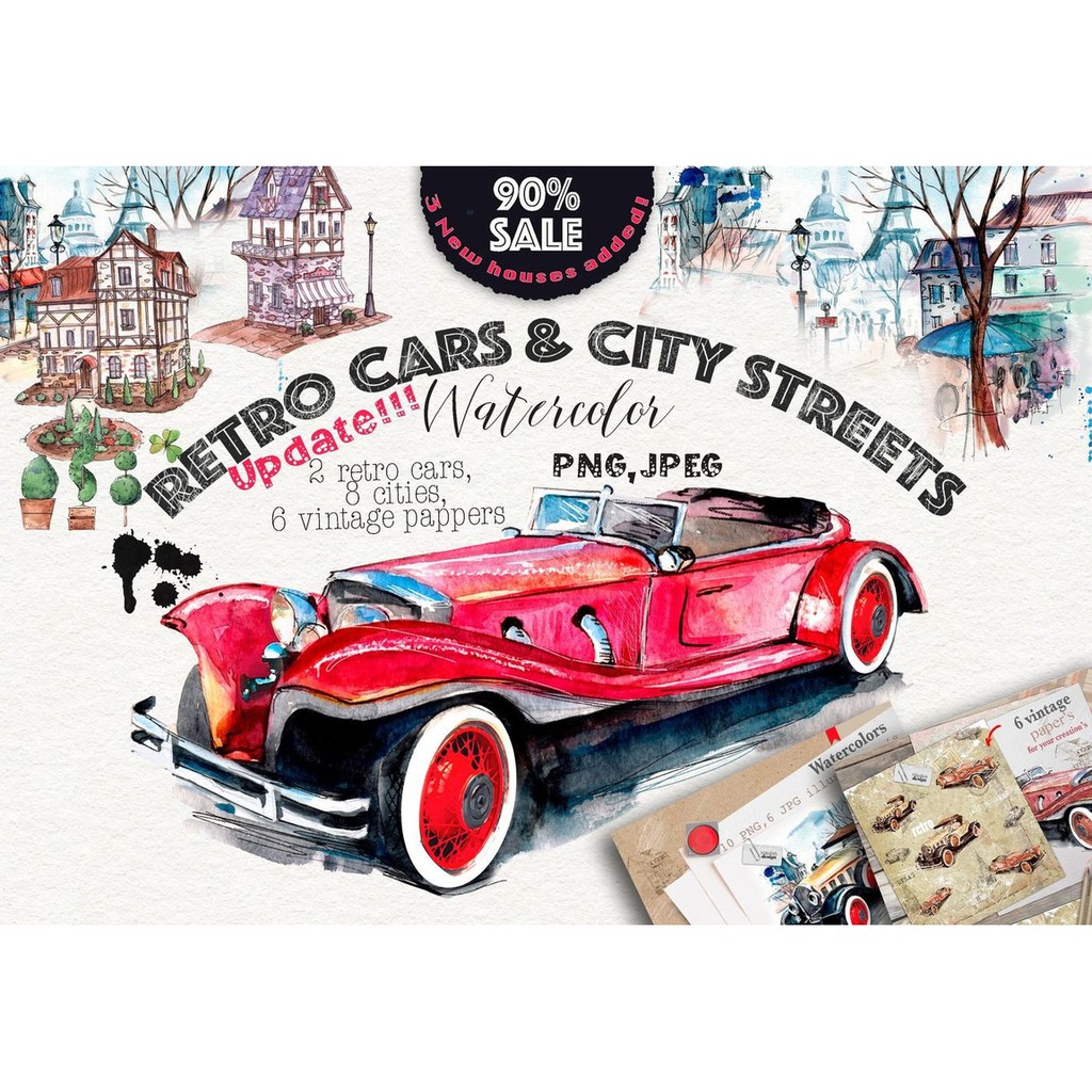 Retro Cars &amp; Cities Streets - JPEG Ultra HD