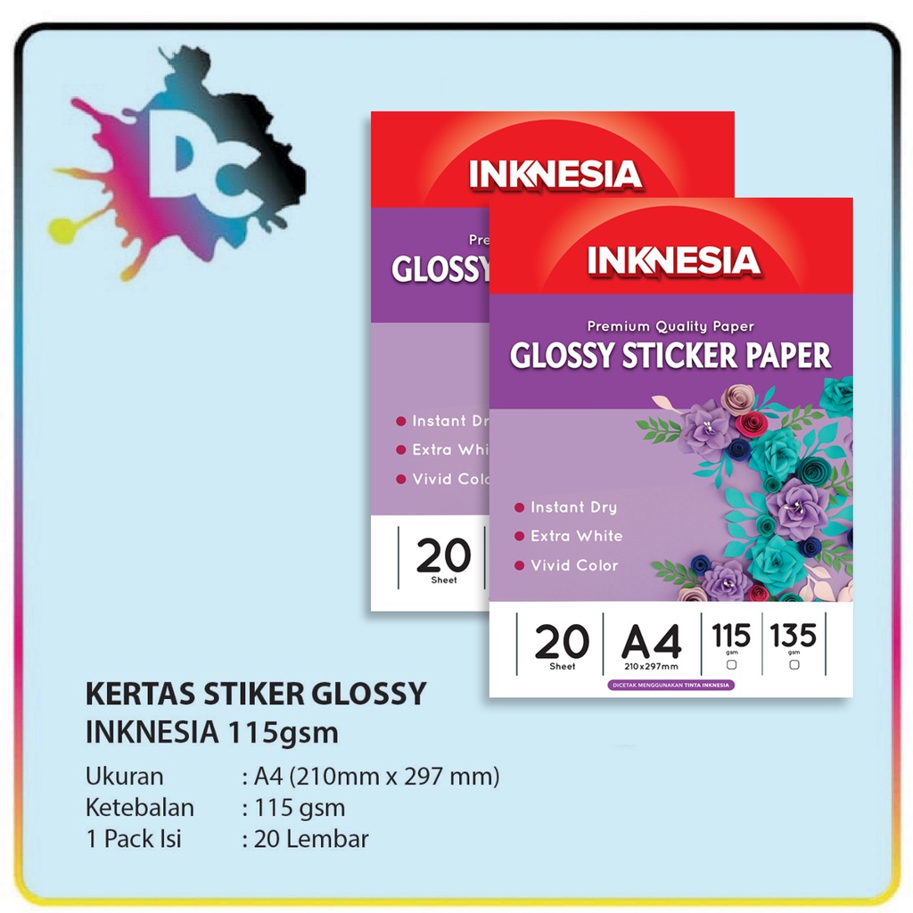 Kertas Stiker - High Glossy Sticker Paper Inknesia A4