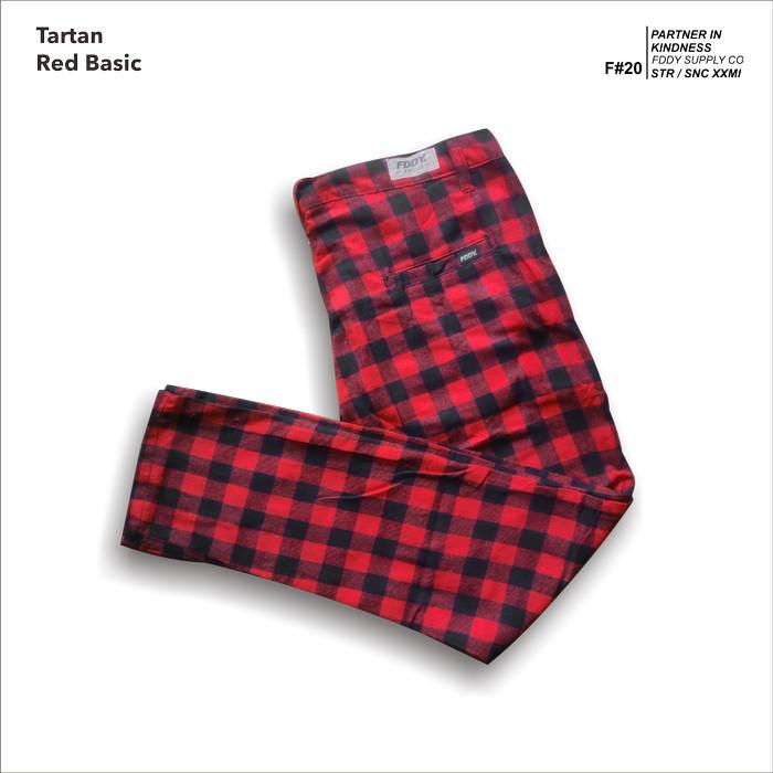 Celana Fruddy Duddy - Fddy - Tartan - Pants - Red Basic