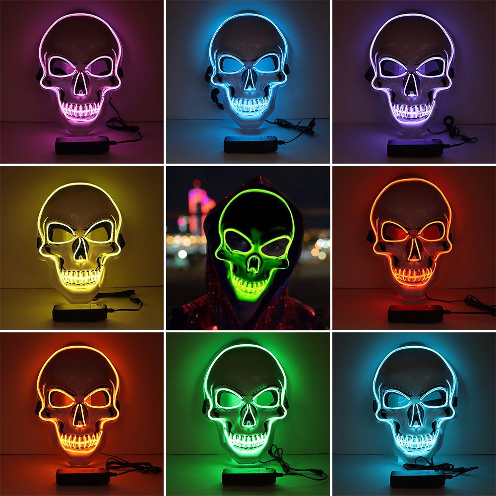 Solighter Bercahaya Mengerikan Halloween Kostum Pesta Dekorasi Wajah LED