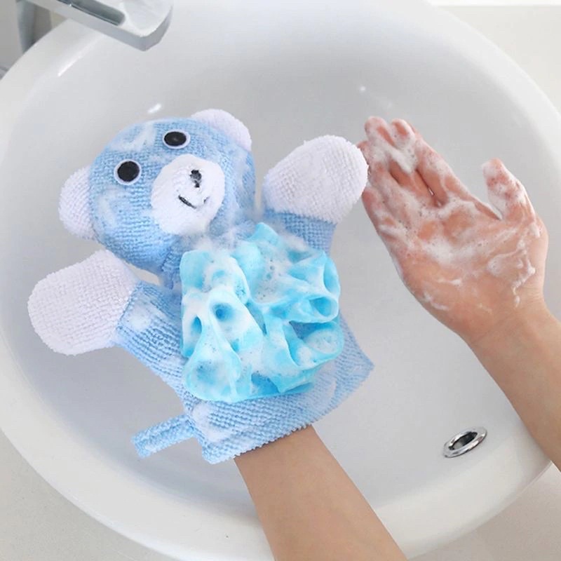 Waslap PUFF 2in1 Mandi Bayi Shower Puff Anak Mandi Busa Spon Spons Badan Mandi