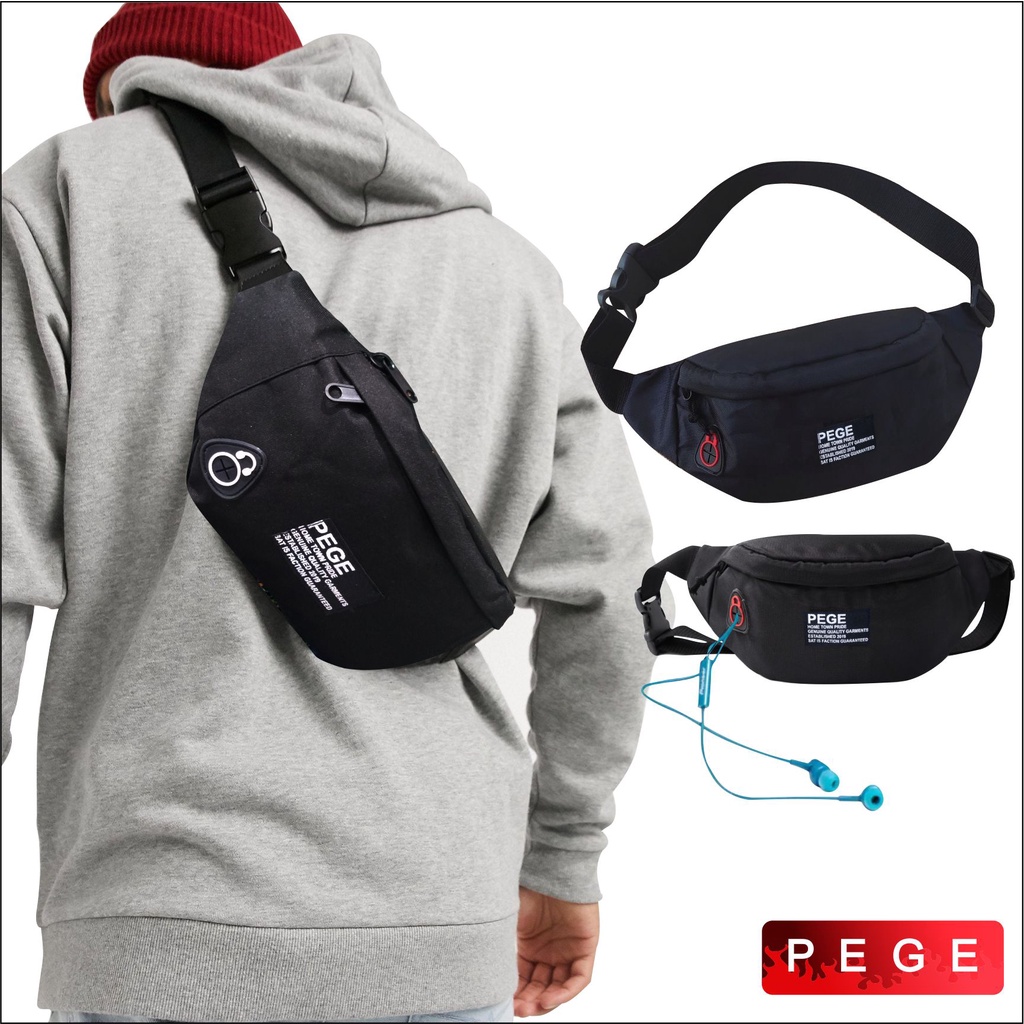 Tas Pinggang Selempang Waistbag Pria Slingbag Slempang Kasual Untuk Tempat HP Dompet Model Simpel Keren - PG 8888