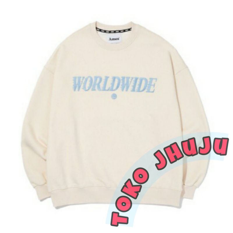 Basic Sweater BTS Jin Style Worldwide Print light blue