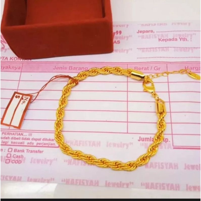 promo gelang tangan tambang lapis emas 24k sangat mewah