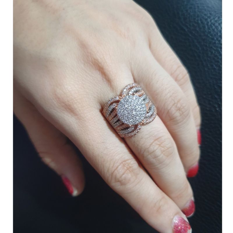 Cincin Zircon Premium Quality Lapis emas Anti Karat Anti Alergi Ring Zircone mata kilau T337