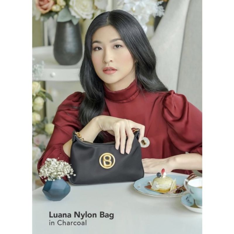 LUANA NYLON BAG CHARCOAL BUTTONSCARVES