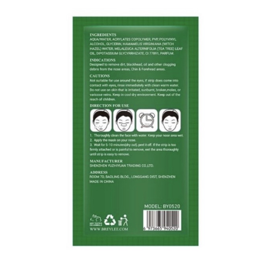 BREYLEE Tea Tree Blackhead Mask Nose Strips - Masker Hidung Pembersih/Pengangkat Komedo (1 Strip) BPOM