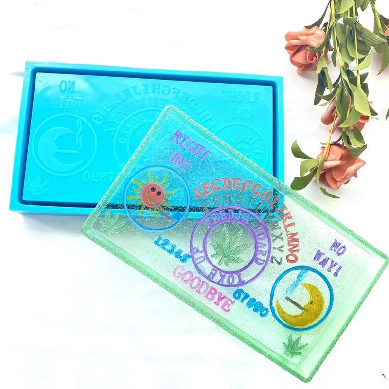 Glitter Sun Moon Letters Tray Epoxy Resin Mold Jewelry Cosmetic Box Silicone Mould DIY Crafts Storage Box Decorations Tool