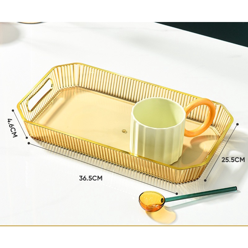 Nampan Plastik Dengan Pegangan Serbaguna Baki Tray Aesthetic Nordic Style Nampan Cantik Dekorasi Hiasan Rumah Nampan