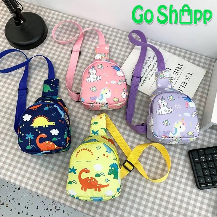 Sling Bag Anak Import - Tas Anak Lucu Motif Unicorn Dino - Tas Sling Bag Mini Lucu Import Terbaru Unisex - Tas Anak Perempuan Import - Tas Anak Laki Laki Import [WB13]