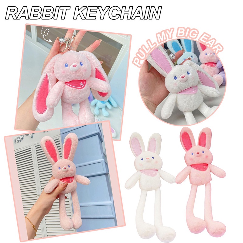 Gantungan Kunci Boneka Kelinci Bahan Plush Ukuran 30cm Untuk Hadiah Ulang Tahun Anak