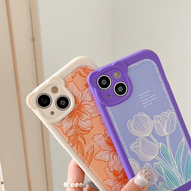 Case Pelindung Lensa Tahan Banting Desain Tulip Untuk Iphone 7 8 Plus Xr X Xs Xsmax 11 12 13 Pro Max