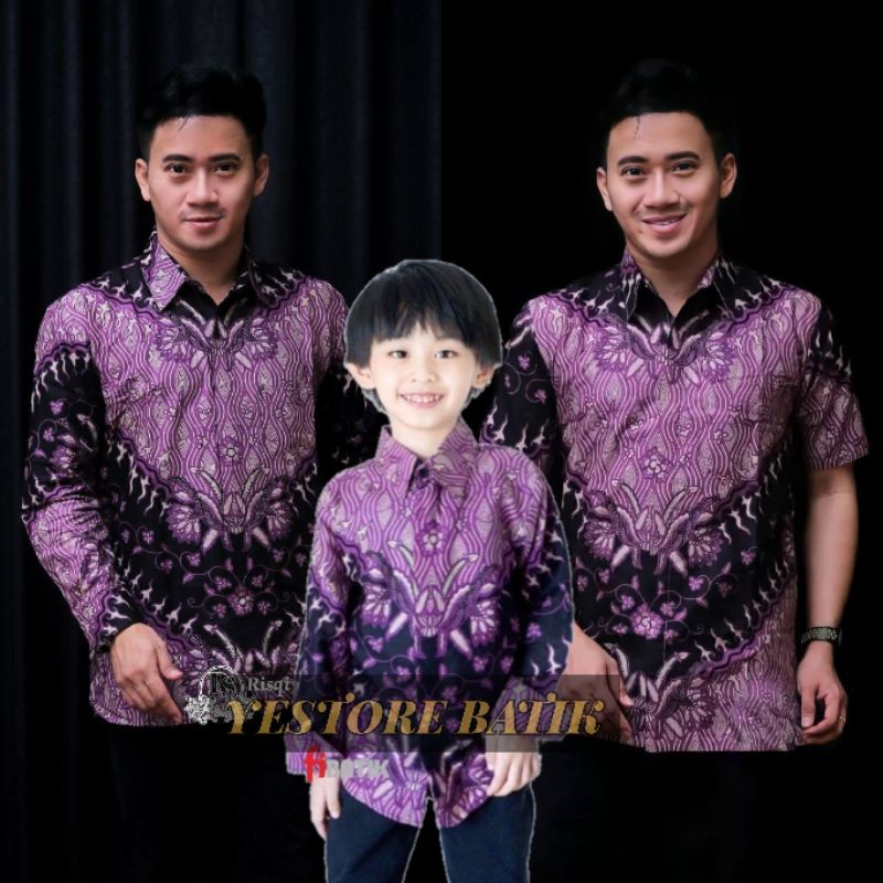 0BAJU BATIK COUPLE AYAH ANAK LENGAN PENDEK, BAJU BATIK PRIA KERIS UNGU, BAJU ANAK COWOK COUPLE AYAH, BAJU BATIK KELUARGA, SERAGAM BATIK, COUPLE BATIK WARNA LILAC