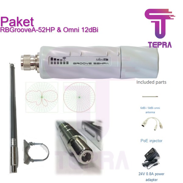 Paket MikroTik GrooveA 52 RBGrooveA-52HP dan Omni Dual Band 12dBi