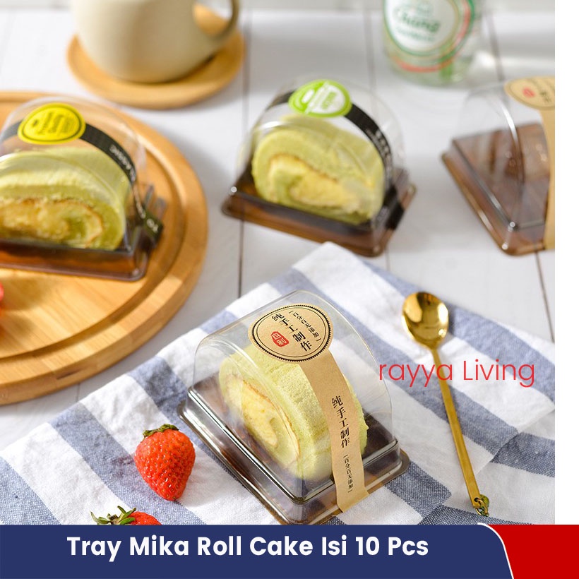 Mika Bolu Gulung Potong Tray Mika Roll Cake Mini Premium Isi 10 Pcs