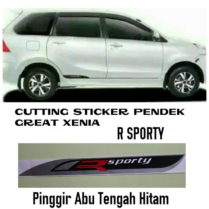 PS✨ Sticker Mobil Pendek Great Xenia R Sporty Abu Kombinasi Hitam