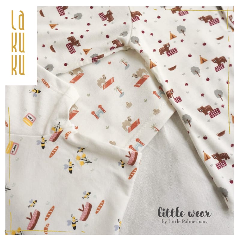 Lakuku - Little Palmerhaus Setelan Baju Piyama lengan panjang anak Bayi Little Wear Button Long Sleeve Bamboo