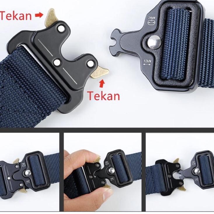 Harga Diskon ikat pinggang pria tactical bahan nylon double ring kepala besi bisa COD