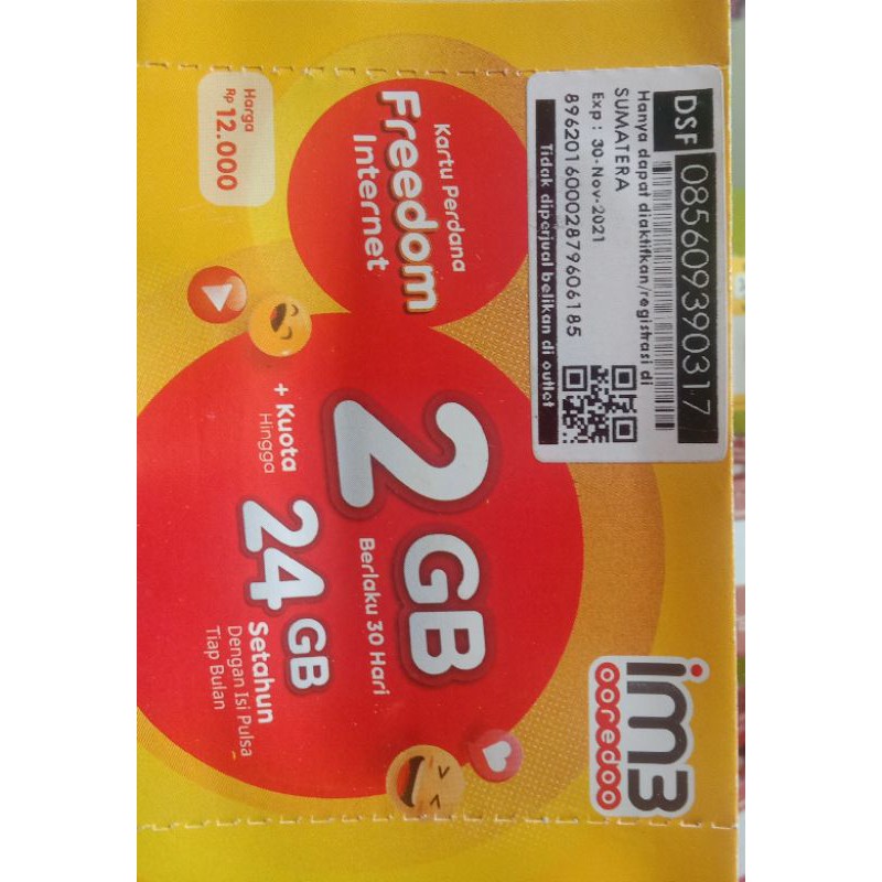 kartu kuota im3 2gb (frre 24 gb 1 tahun)