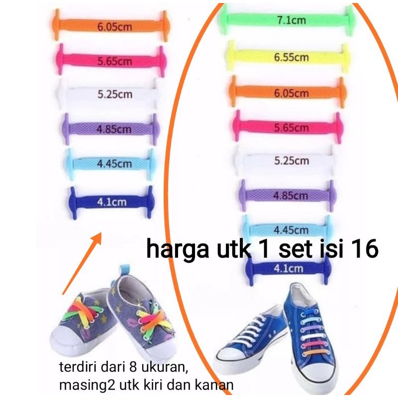 Tali Sepatu Silikon Elastis Shoe Laces Karet Shoelace Silicone 1 Set Untuk Sepasang Sepatu