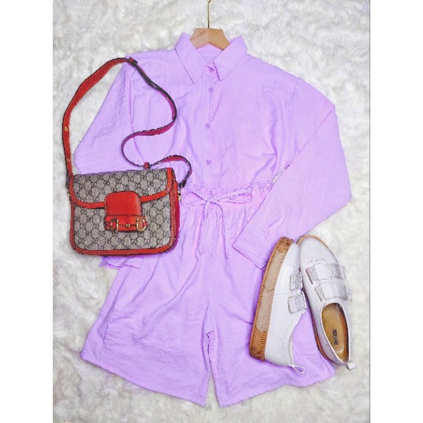 Kemeja Wanita Crinkle One Set Celana Pendek